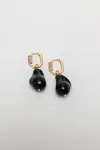 Pearl Square Earring - Black