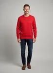 Finstickad Tröja R-hals - Red