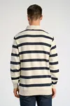 Striped Polo Sweatshirt - Pearl White