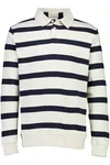 Striped Polo Sweatshirt - Pearl White