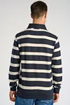 Striped Polo Sweatshirt - Navy