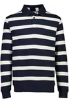 Striped Polo Sweatshirt - Navy