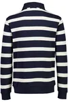 Striped Polo Sweatshirt - Navy