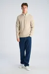 Half Zip Rib Knit - Lt Stone Grey