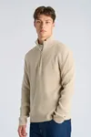 Half Zip Rib Knit - Lt Stone Grey