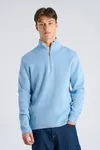 Half Zip Rib Knit - Soft Blue