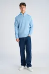 Half Zip Rib Knit - Soft Blue