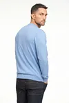 Tröja 100 % Merino Crew Neck Knit - Lt Blue Mel