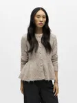 Saggia Re Ls Peplum Knit Cardigan - Humus Melange