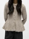 Saggia Re Ls Peplum Knit Cardigan - Humus Melange