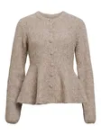 Saggia Re Ls Peplum Knit Cardigan - Humus Melange