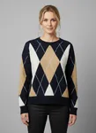 Stickad Argylemönstrad Tröja - Navy/Camel