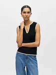 Viva V-Neck Knit Top - Black
