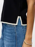 Viva V-Neck Knit Top - Black