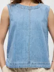 Objrosie Denim Top - Light Blue Denim