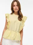 Virufella O-Neck Frill Top - Pale Banana