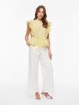 Virufella O-Neck Frill Top - Pale Banana