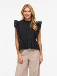 Virufella O-Neck Frill Top - Black Beauty