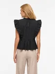 Virufella O-Neck Frill Top - Black Beauty
