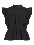 Virufella O-Neck Frill Top - Black Beauty
