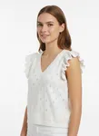 VIMARLEA v-neck flounce knit top - Cloud Dancer
