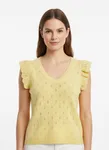 VIMARLEA v-neck flounce knit top - Pastel Yellow
