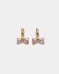 Bow Earrings - Gold W Clear
