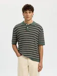 Dane Knit Structure Polo - Balsam Green Stripes