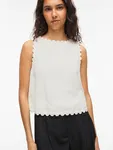 Mindy O-neck Scallop Top - Snow White