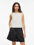 Mindy O-neck Scallop Top - Snow White