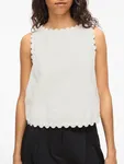 Mindy O-neck Scallop Top - Snow White