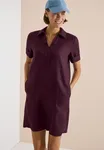 Linen Solid Dress - Rich Burgundy                 