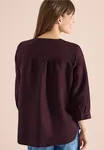 Linen Blouse - Rich Burgundy                 