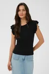 Carna Flounce Top - Black Deep