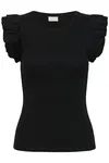 Carna Flounce Top - Black Deep