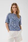 Berteline Blouse - Blue Block Print