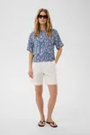 Berteline Blouse - Blue Block Print