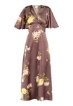 Gisela Dress - Brown/Yellow Flower