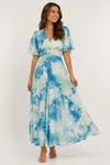 Gisela Dress 39 - Turquoise/Flower