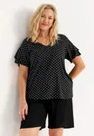 Elin Frill Top - Black/White/Dotted