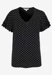 Elin Frill Top - Black/White/Dotted