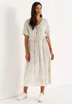 Lilly Long Dress - Beige/Patterned