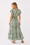 Flower Long Dress - Grön