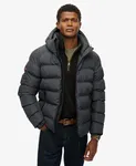 Hooded Sports Puffer Jacket - Ebony/Ebony