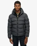 Hooded Sports Puffer Jacket - Ebony/Ebony