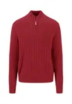 Zip Cardigan Ribbed  - Brick