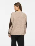 Tora O-Neck Jacquard Knit Top - Natural Melange Coffee Bean