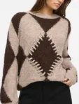 Tora O-Neck Jacquard Knit Top - Natural Melange Coffee Bean