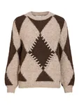 Tora O-Neck Jacquard Knit Top - Natural Melange Coffee Bean