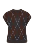 Gyle Knit Vest - Dark Grey Melange Coffee Bean/Blue Shadow